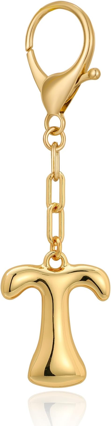 WOWORAMA Initial Letter Keychain for Women Chunky Gold Bubble Letter Bag Charm Purse Charm Personalized Keyrings Accessories