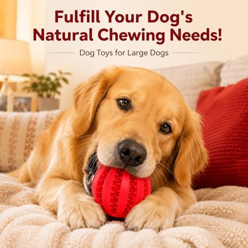 GASHIK Dog Treat Ball for Dogs, Rubber Dental Chew Toy for Dogs