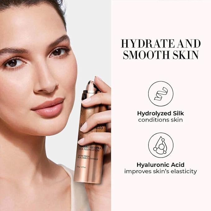 LUMINESS Face Time All In One Makeup Kit - Includes Face Palette, Airbrush Foundation, and Makeup Brush - Long-Wearing, Silky, Soft, Easy to Blend, 3-PC Make Up Set (07 - Warm)