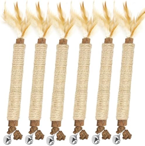 Tocirelo Silvervine Sticks with Feathers for Indoor Cats, Kitten Chew Toys