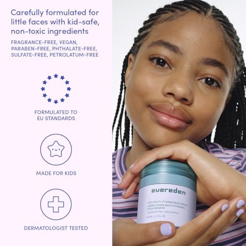 Evereden Fragrance-Free Kids Happy Face Duo - Unscented Multi-Vitamin Face Wash & Face Cream Set - Clean & Vegan Skin Care for Kids 3+ - Moisturizing, Nourishing, & Protective Skin Care Set