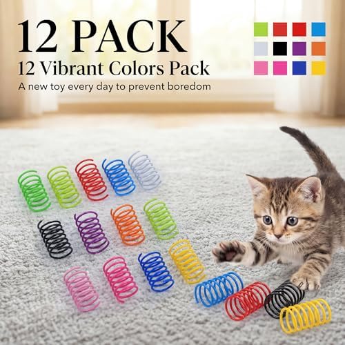 Fashion's Talk 12 Colors Cat Spring Toys Colorful Plastic Springs for Indoor Cats Kittens Interactive Swat, Bite & Hunt Play