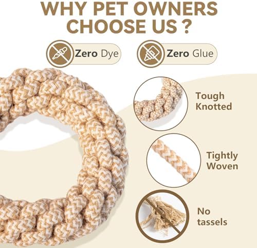 Durable Puppy Chew Toys for Teething, Tough Rope Toys for Small and Medium Dogs, Training Chew Rope, M Size