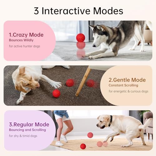 Interactive Dog Toys Dog Ball, Durable Motion Pet Toys for/Small/Medium/Large Dogs, Birthday Gifts, Automatic Moving, Bouncing and Rotating, E-TPU Material, IP54 Waterproof (Red)