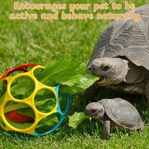 Aquatic Turtle Feeder Treat Ball Toys, Turtle Feeder Ball, Aquatic Tortoise Enrichment Toys, Aquarium Toy for Turtles, Aquarium Accessories, Tortoise Habitat Accessories (Yellow, 3.7'')