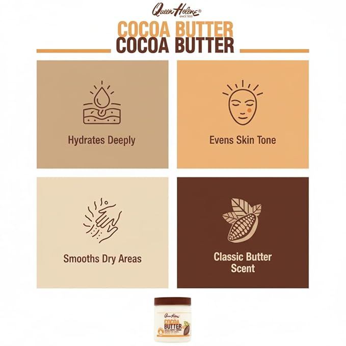 Queen Helene Cocoa Butter Creme – Extra Rich Moisturizing Cream that Softens, Nourishes & Restores Dry Skin Comfort | 15 oz | Pack of 4
