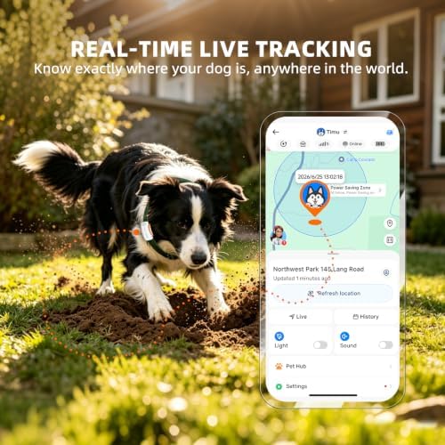 DBDD GPS Tracker for Dogs with 36 Month Subscription, Real-Time Location, Electronic Fence, Health Monitoring, Waterproof, for Medium Large Dogs, iOS Android