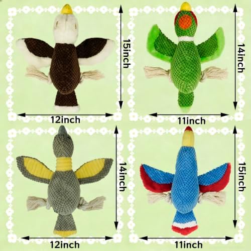Dog Squeaky Toy Plush Goose Dog Chew Toy with Cotton Rope Tassels, Interactive Tug Toy for Small, Medium and Large Dogs