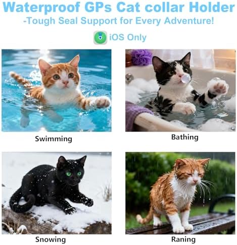 Tracking Tag Cat Collar, Waterproof Cat Tag Collar with Bell, Safety Breakaway Buckle Kitten Collars Tracker Finder for Cats, Kittens(9-13inch), Reflective Tracker Collars Work with Find My(iOS Only)