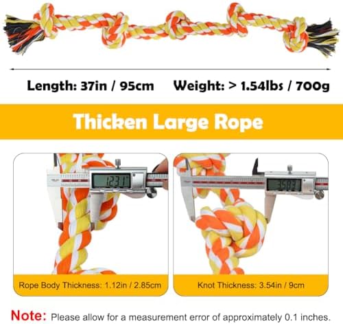SZEE Dog Rope Toy for Large Dogs, 37 Inch 5 Knots, Halloween Pet Toys for Large Breeds, Tug of War Rope, for Energy Release & Boredom Relief (Yellow & Orange)