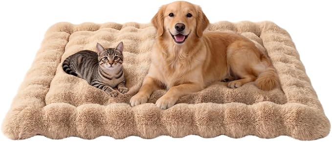 SOMAHE Plush Dog Bed Mat, Machine Washable, X-Large 47x35 Latte Coffee | Machine Washable + Non-Slip Paw Bottom: oversized plush dog mat stays fluffy and steadier in big indoor spaces.