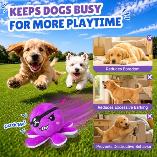 Interactive Octopus Dog Toys to Keep Dogs Entertained (Purple)