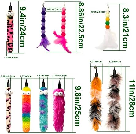 AcceLeah Cat Worm Toy Refills Cats Teaser Toys Cat Fishing Pole Toy Refill Wand Replacement Cat Wand Attachments 10Pcs Cat Worms and Dragonfly Refill,Cat Wand Toy Assorted Teaser Refills(10Pcs)