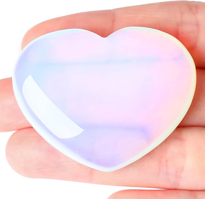 MAIBAOTA 45 mm Opalite Stones Heart Love Crystal Valentines Gifts for Herfriend Wife Opal Stone Reiki Crystal Gemstone Worry Stones for Anxiety