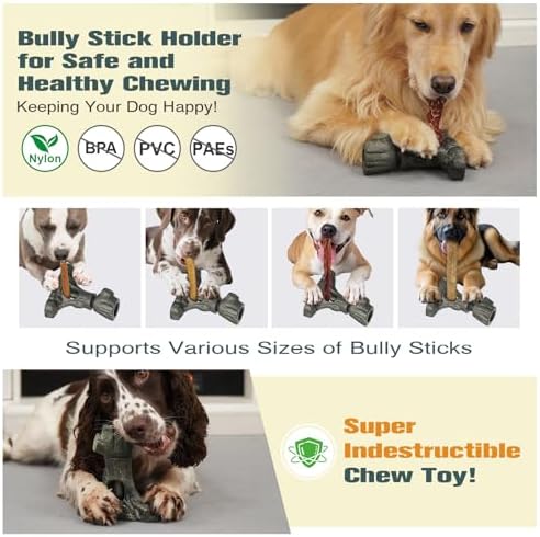 Sedioso Bully Stick Holder for Dogs, Dog Frozen Toy, Though Dog Toys for Aggressive Chewer, Sturdy Dogs Chew Holder Safety Device to Prevent Choking, BPA-Free, Long-Lasting -Fits Various Bully Sticks