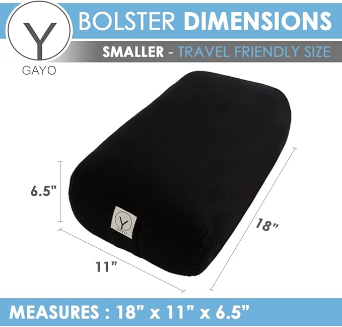 Y O GAYO Yoga Bolster - Made with 100% Cotton, Yoga Pillow Set Includes Extra Washable Cover and Carry Bag