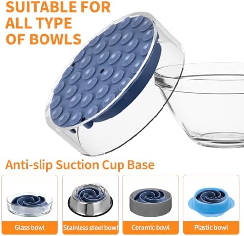 Slow Feeder Dog Bowls Insert, Bestalk Soft Silicone Slow Eating Feeder Insert with Suction Cups for Small, Medium and Large Dogs, Fit into Basic and Elevated Dog Bowls, Dark Blue