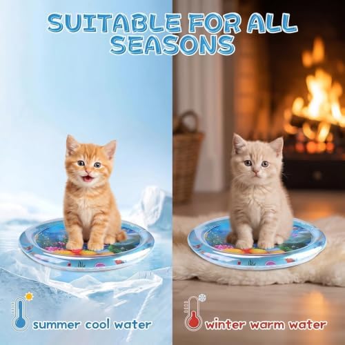 2 Pieces Upgraded Thickened Cat Water Mat,Water Sensory Play Mat with Fish