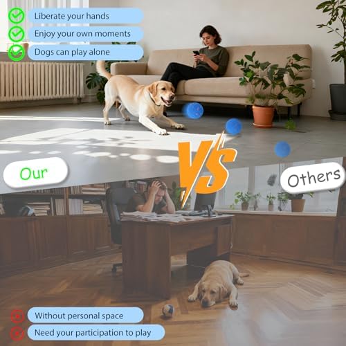 Smart Interactive Dog Toys - Automatic Moving Bouncing & Rotating Dog Ball with E-TPU Material, New Electric Dog Toy USB-C Rechargeable, Active Rolling Balls for Medium-Large Dogs(Blue)