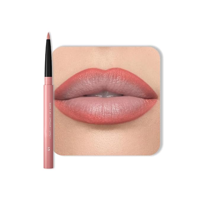 Gel Lip Liner Pencil for Women, Nude Pink Matte Long Lasting Lip Liner Lipstick 24 Hour, High Pigmented Lips Makeup Retractable Liners Waterproof Smudge Proof, Vegan & Cruelty-Free 01