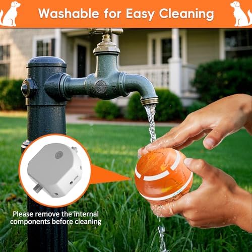 Smart Interactive Dog Toy Ball, Automatic Moving, Self Rolling & Bouncing Dog Ball to Keep Them Busy, Durable TPU Material, Waterproof, Pet Toys for Medium and Large Dogs Indoor & Outdoor (Orange)