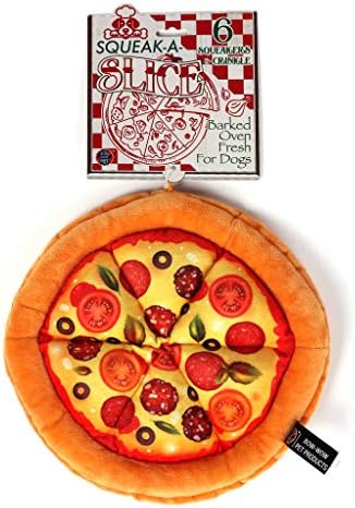 Bow Wow - Pizza Dog Toy | Large Squeaky Plush Dog Toy with Light Filling | Soft Stuffed Puppy Toy for Small & Medium Dogs | Fun Teasing Toy for Indoor Play | Boredom Relief & Interactive Fun