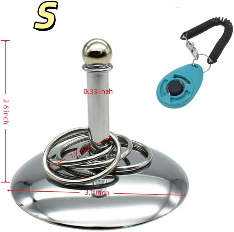 Fosrion Stainless Steel Parrot Ring Toss Toy, Interactive Training & Enrichment Toy for Parrots – Bite-Proof, Anxiety Relief, Exercise Fun for All Kinds of Parrot (Small Toy + Clicker)