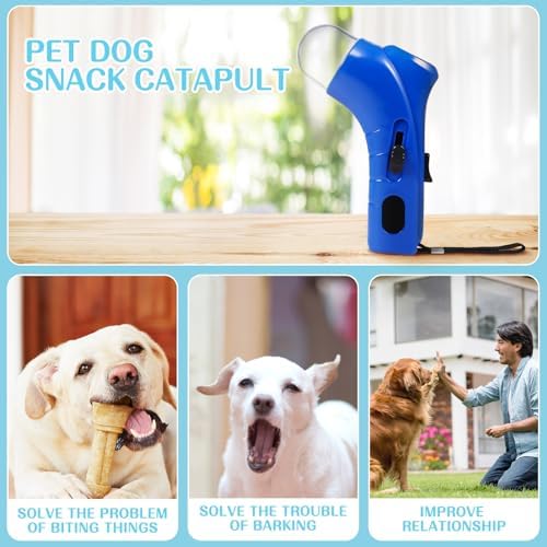 UKCOCO Dog Treat Launcher Pet Treat Launcher for Dogs and Cats Spring Loaded Snack Interactive Training Toy Easy-Load Feeder 7.48 X 4.33 X 1.77 in