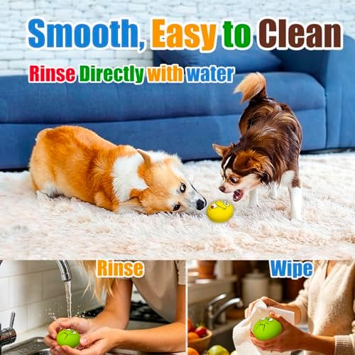 HOLYSTEED Latex Squeaky Dog Toys for Small Dogs, Mini Breed, 2.2" Flat Ball