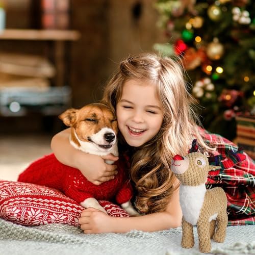 Christmas Dog Toy for Large Dogs（Standing Reindeer）, Durable and Stuffed Christmas Squeaky Dog Toys, Dog for Interaction and Teeth Cleaning