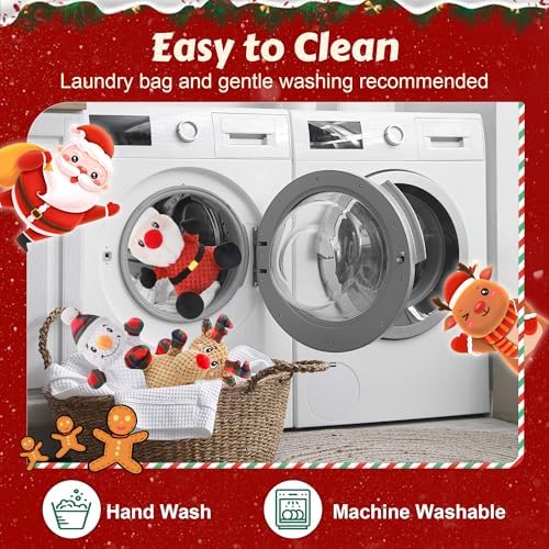 Newget 3Pcs Christmas Squeaky Dog Toys, Plush Dog Toys with Crinkle Paper
