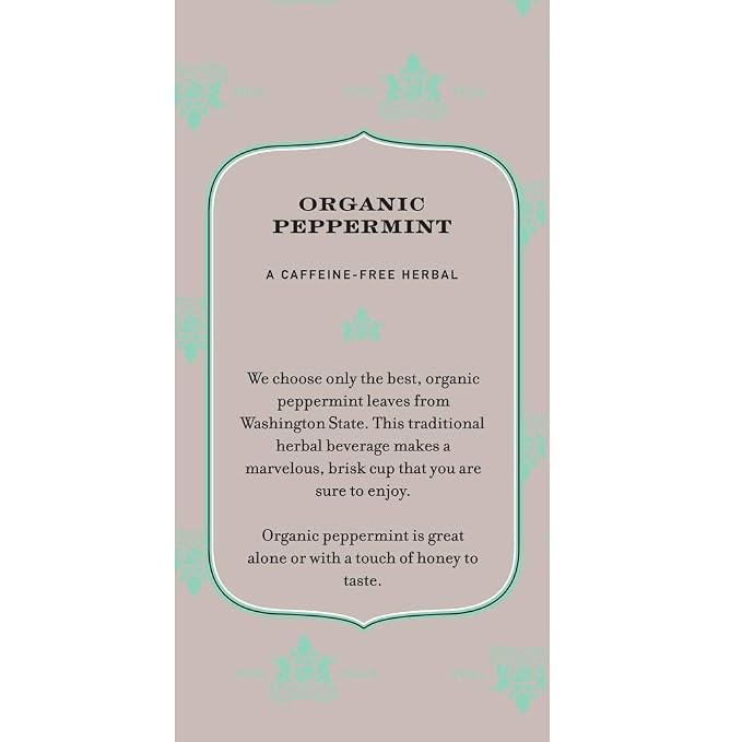 Harney & Sons Premium Organic Herbal Tea, Peppermint, 20 Count