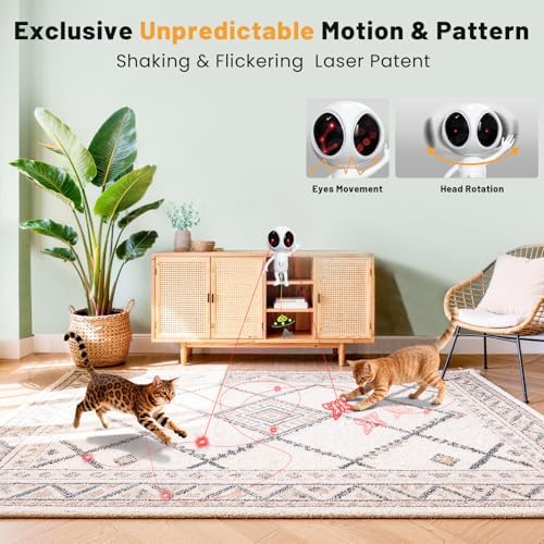Automatic Cat Laser Toy, 2-in-1 Interactive Cat Toy with Dual Laser & Catnip UFO Teaser, Motion Activated, 5 Laser Patterns, 4 Play Modes, Rechargeable, Adjustable Clip for Indoor Cats