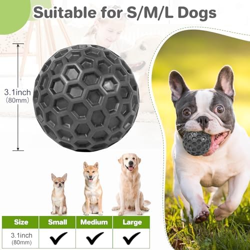 DISSKNIC Indestructible Squeaky Dog Balls, Dog Toys for Aggressive Chewers Large Breed for Relieving Anxiety, Tough Dog Chew Toys Balls for Aggressive Chewers, Outdoor Squeaky Dog Toys for Large Dogs