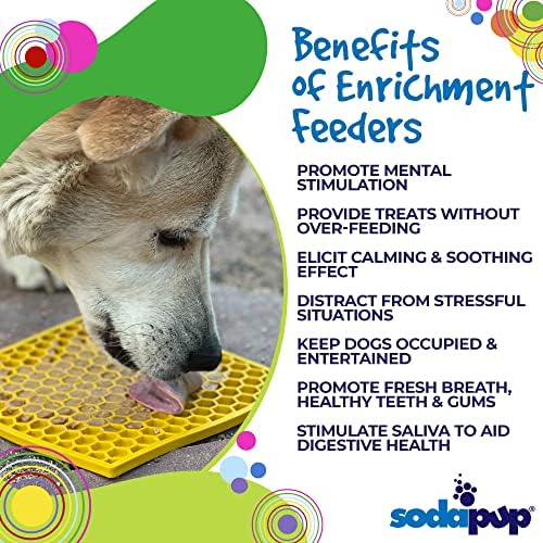 SodaPup Honeycomb eMat – Durable Lick Mat Feeder Made in USA from Non-Toxic, Pet-Safe, Food Safe Rubber for Mental Stimulation, Avoiding Overfeeding, Fresh Breath, Digestive Health, Calming, & More