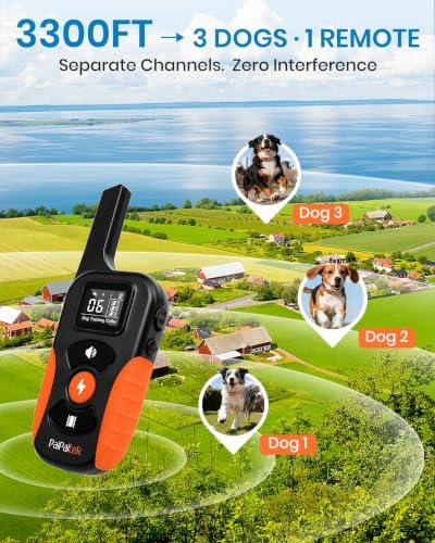 2-in-1 Dog Bark Collar & Shock Collar with Remote - Auto Anti-Bark Training Collar for Medium Large Dogs (40-150 lbs), 3300FT, IP67 Waterproof, 5 Sensitivity - for Home, Yard & Park