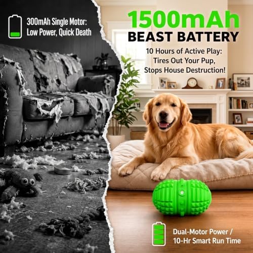 Smart Interactive Dog Toy, 8 Modes Automatic Rolling Ball with a Recording Function, Food-Grade Rubber Material Interactive Dog Ball for Medium and Large Dogs