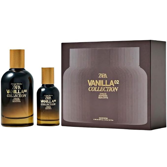 Zara Vanilla Collection 02 Perfume Set for Men Warm Spicy Amber Fragrance with Bourbon Vanilla Notes Elegant Long-Lasting Eau de Parfum Gift Set 100 + 30ml (3.4 + 1.0 fl. oz.)