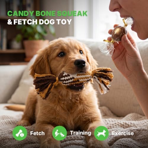 Dog Squeak Toy, Interactive Cotton Dog Rope Toy, Dog Toys to Keep Them Busy