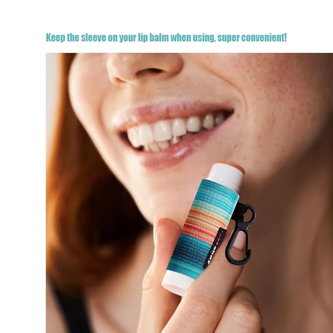 HEYSKAY 8PCS Lip Balm Holder Sleeves Keychain Bulk Compact Clip On Lipstick Holder Chapstick Holder Lip Gloss Holder Keychain Chapstick Elastic Sleeves