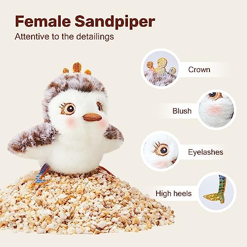Potaroma Cat Toys 2 Pcs Flapping Sandpiper Pair-Mate | Lifelike Birds Chirp, Chargeable Touch Activated Kitten Fun Interactive Kitty Exercise with Catnip for All Breeds