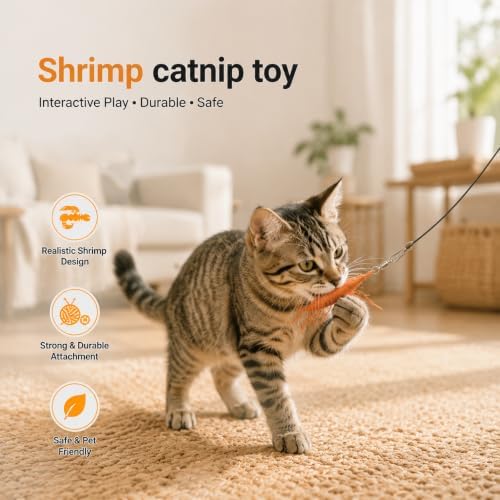 Shrimp Catnip Toys,Cat Wand Attachment Toys for Kitten Cats (4Pcs