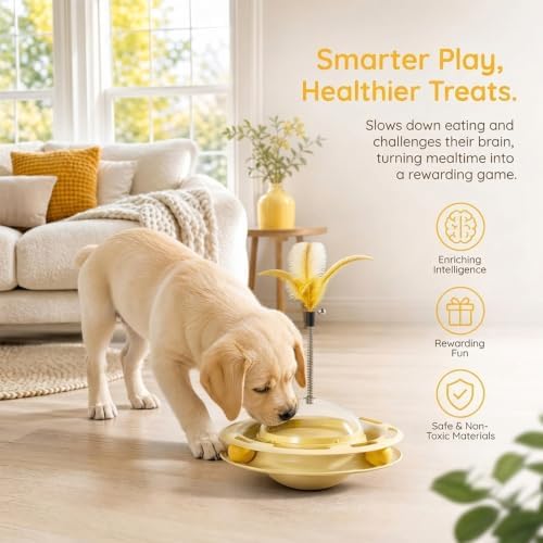 Interactive Cat Toy Puzzle Feeder Slow Feeder Treat Dispenser Toy (biue)