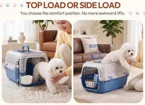 Airline Approved Cat Carrier, Dual-Entry Pet Carrier with Security Latches