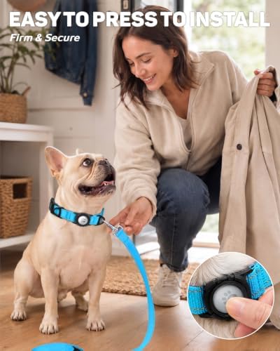 Padded Dog Collar with Waterproof Holder Compatible with Airtag