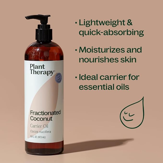 Plant Therapy Fractionated Coconut Oil for Skin, Hair, Body, Face, Diluted Essential Oils, 100% Pure, Natural Moisturizer, Massage & Aromatherapy for Men and Women Liquid Carrier Oil 16 oz