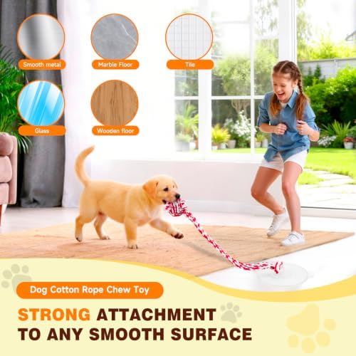 Interactive Dog Toy for Tug of War with Rope Ball for Small Dogs,Red White