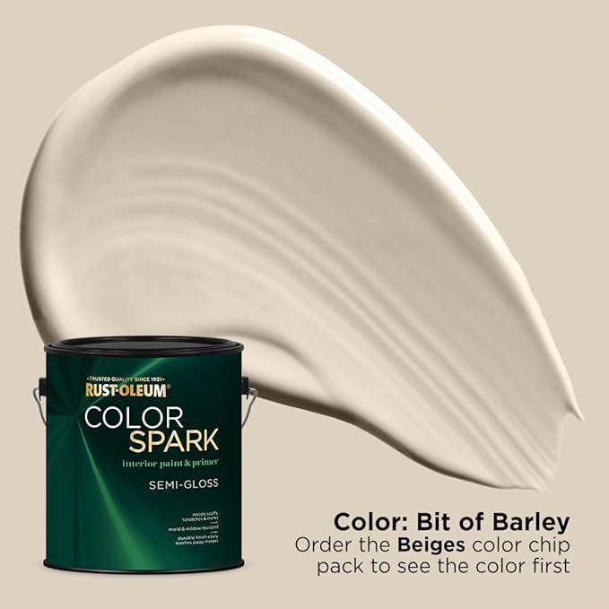Rust-Oleum Color Spark Interior Paint and Primer in One, Semi-Gloss, Bit of Barley, 1 Gallon