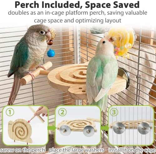 Bird Foraging Toys with Perch, for Novice/Older/Slow-Learning Birds