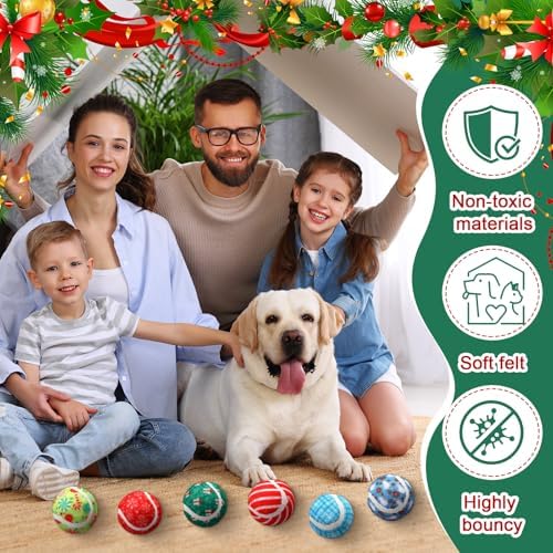 Sosation 60 Pack Christmas Squeaky Tennis Balls for Dogs, Dog Balls 2.0" Interactive Fetch Toy Non-Toxic Durable Outdoor Small Puppy Chew Toys for Teething Training Exercise Playing Throwing